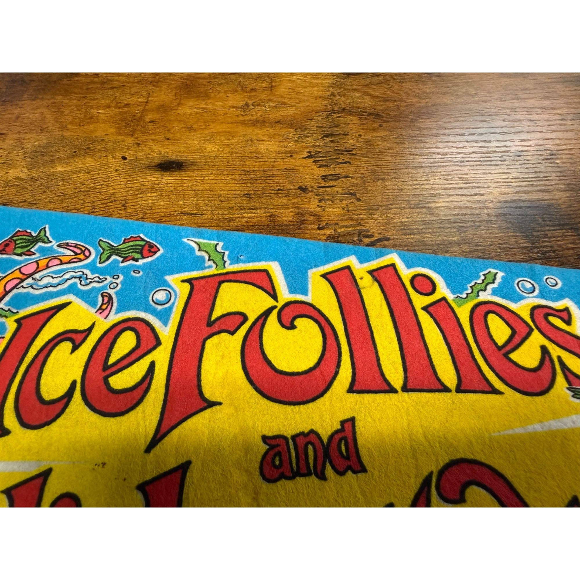 Vintage 1981 Ice Follies Holiday On Ice Pennant - Colorful Underwater Theme