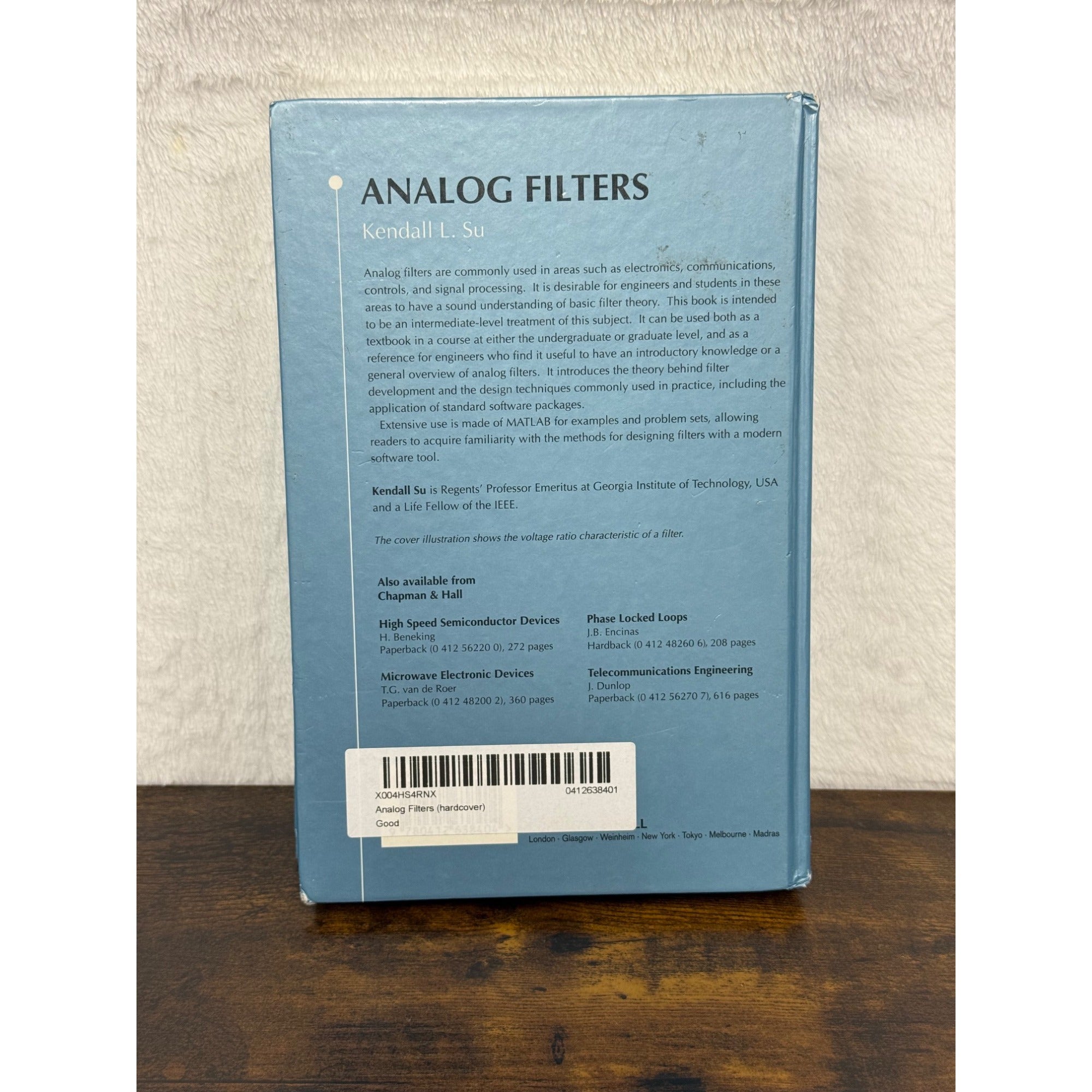 Analog Filters By Kendall L. Su Hardcover Chapman & Hall 1994 Edition