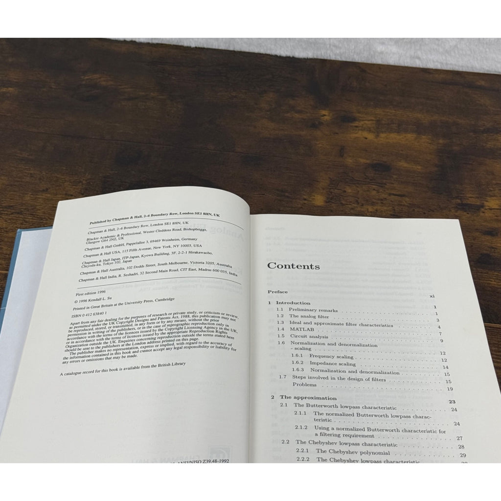 Analog Filters By Kendall L. Su Hardcover Chapman & Hall 1994 Edition