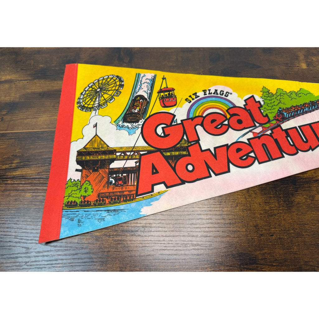 Vintage Six Flags Great Adventure Souvenir Pennant With Vibrant Graphics
