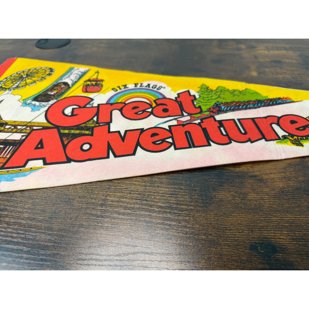 Vintage Six Flags Great Adventure Souvenir Pennant With Vibrant Graphics