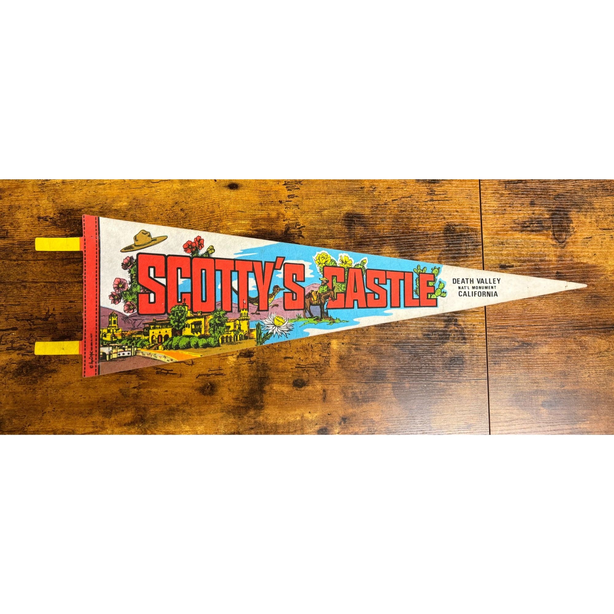 Vintage Scottys Castle Death Valley National Monument California Souvenir Pennant