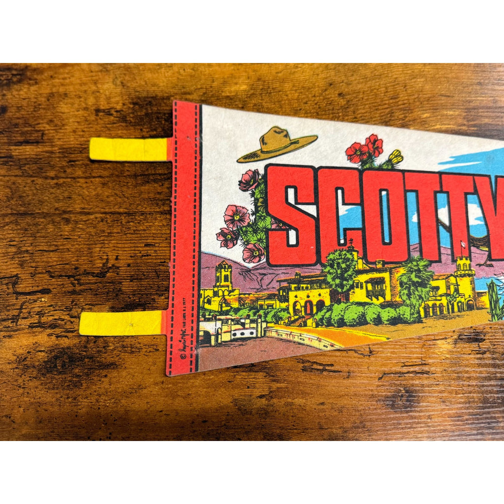 Vintage Scottys Castle Death Valley National Monument California Souvenir Pennant