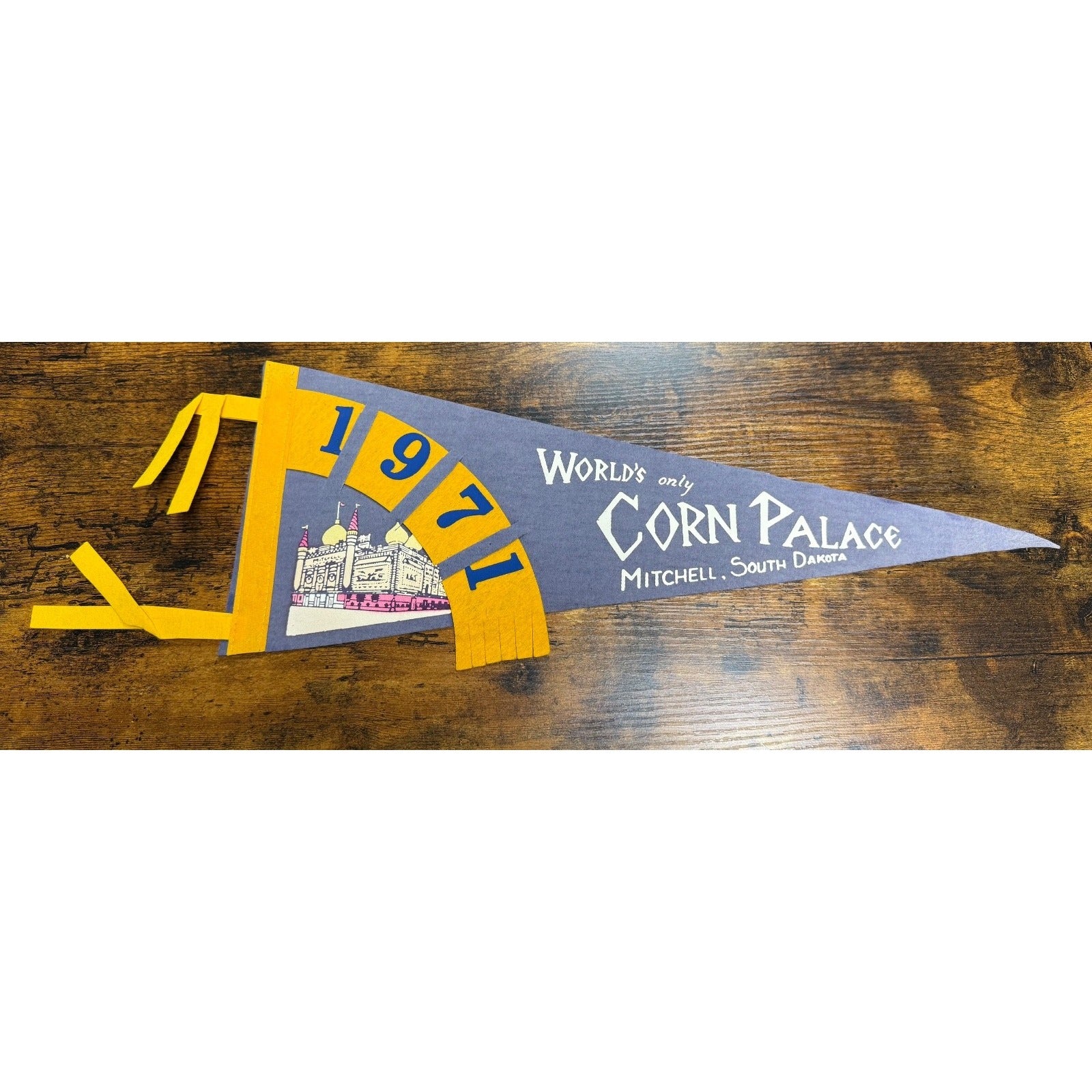 Vintage 1971 World's only Corn Palace Mitchell, South Dakota pennant