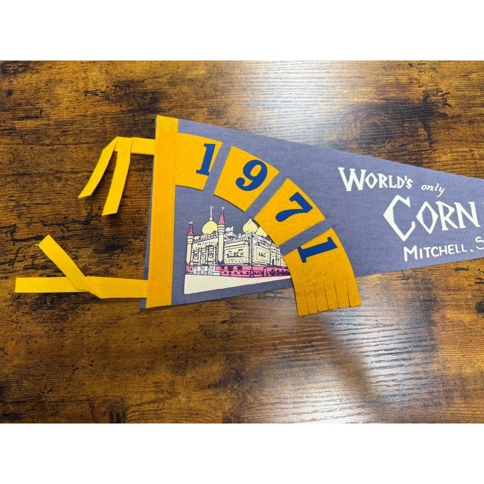 Vintage 1971 World's only Corn Palace Mitchell, South Dakota pennant