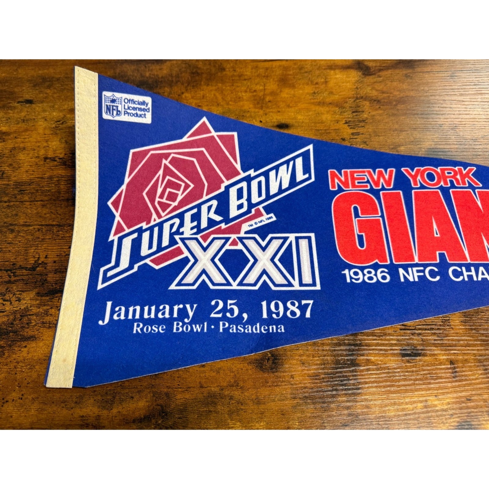 Vintage 1987 Super Bowl XXI New York Giants NFC Champs pennant