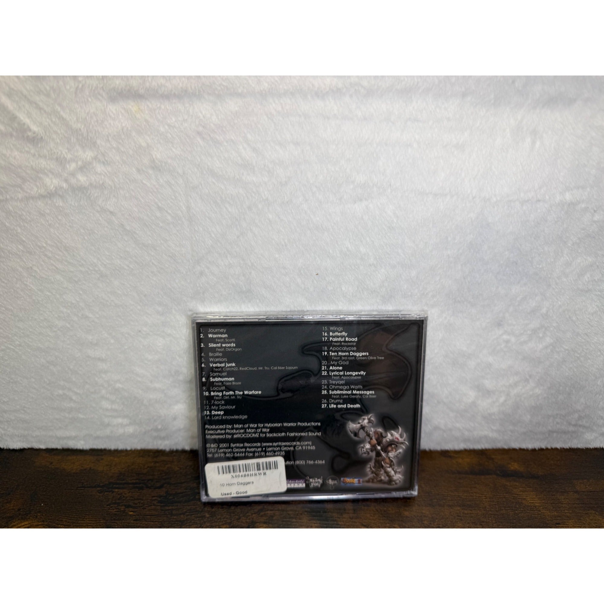 Man Of War CD 10 Horn Daggers Syntax Records 2001 Used