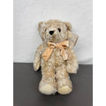 Dakin Shannon Beige Plush Teddy Bear With Velvet Bow Curly Fur 15 Inches