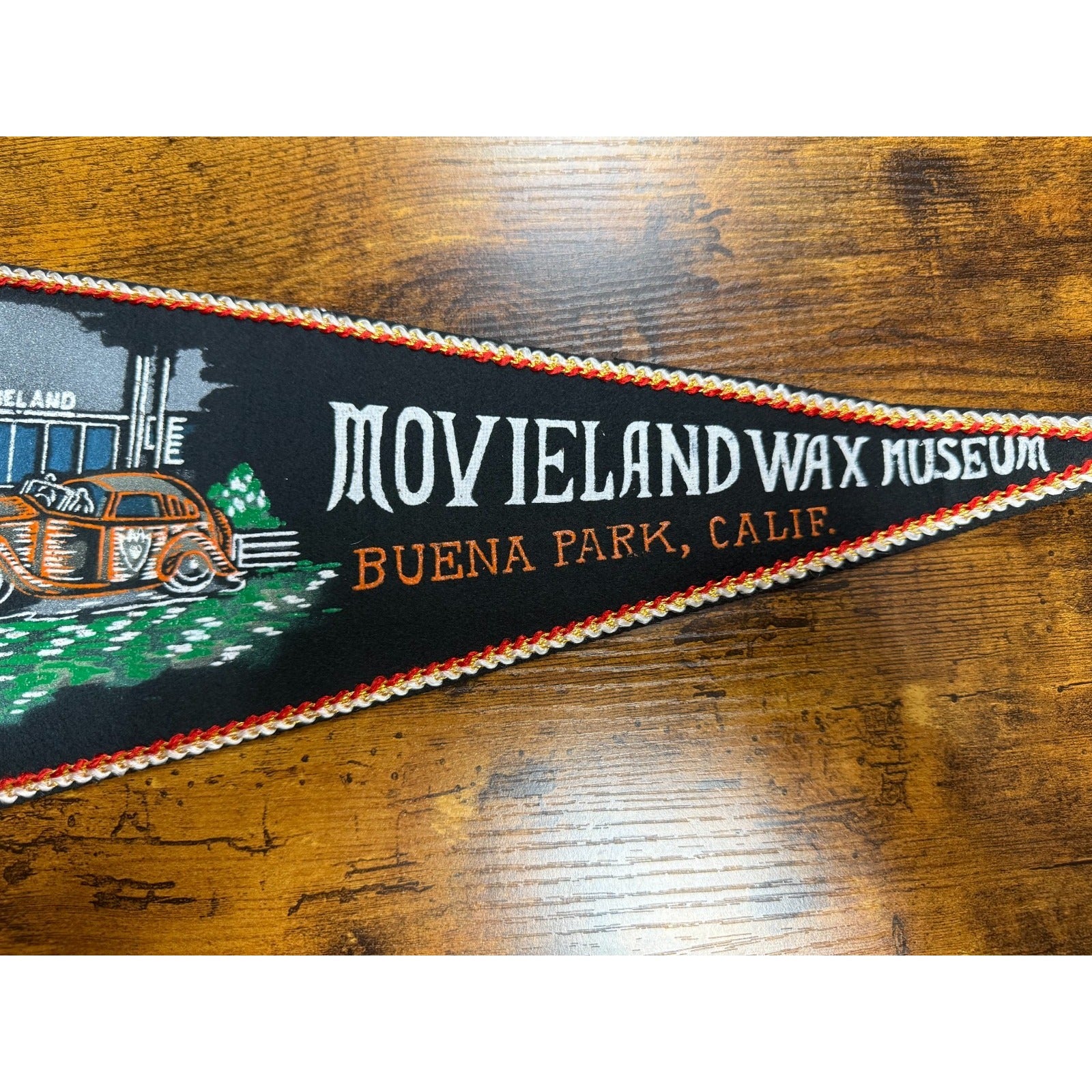 Vintage Movieland Wax Museum Buena park, California pennant Made in Japan