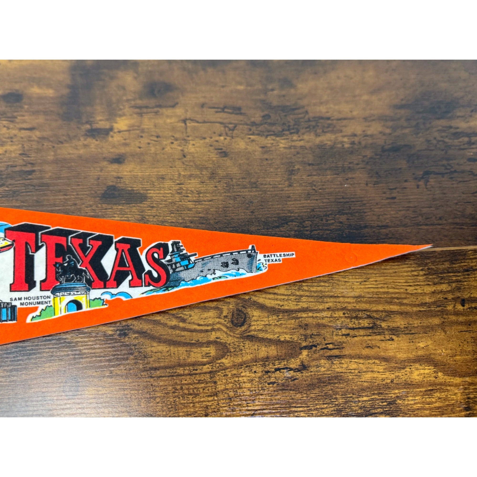 Vintage Houston Texas Souvenir Felt Pennant Landmarks & Attractions 27" Long
