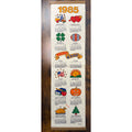 Vintage 1985 Wall Calendar With Seasonal Illustrations & Wooden Hanger