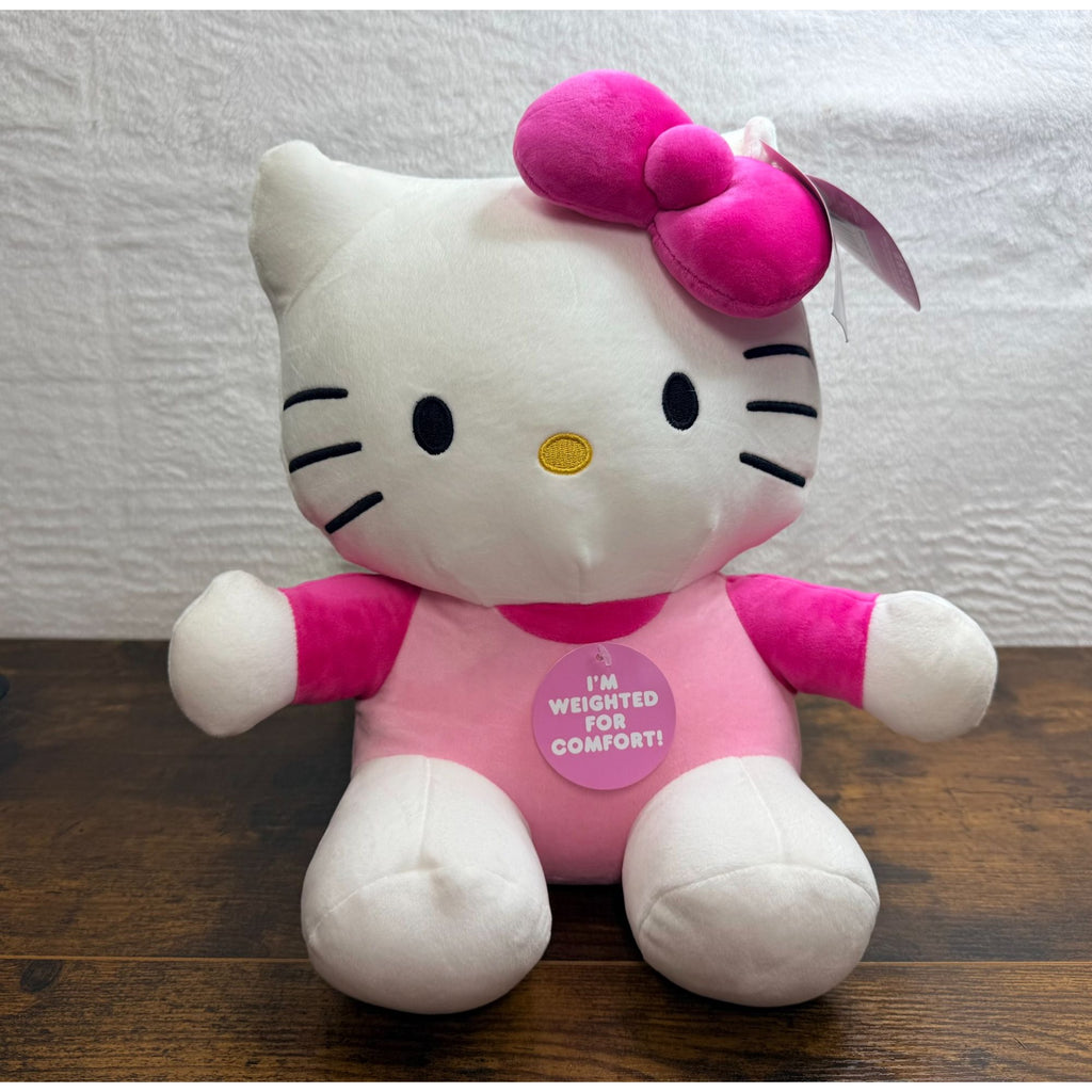 NEW Hello Kitty Weighted Plush Doll Pink Bow & Dress 13-Inch Soft Comfort Toy
