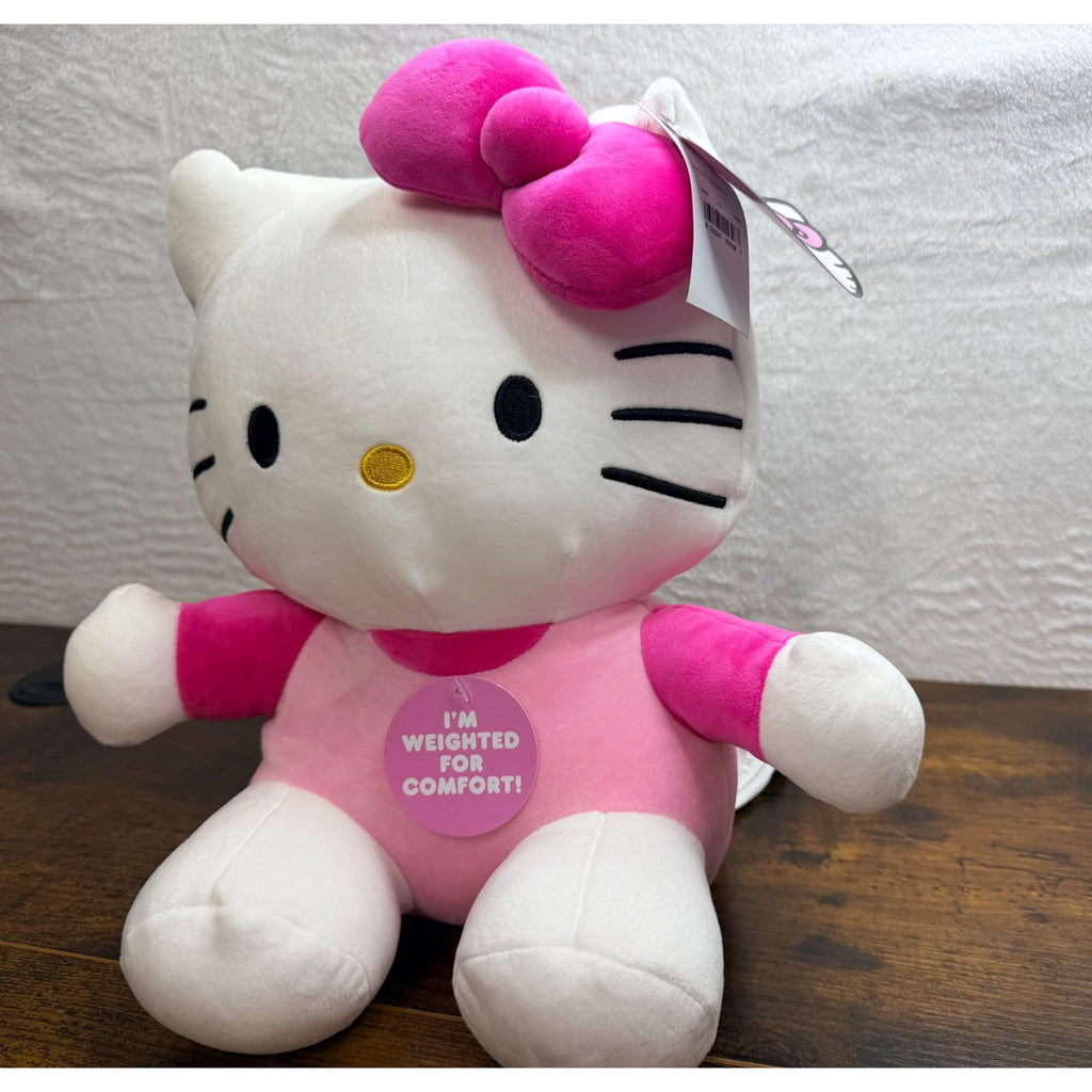 NEW Hello Kitty Weighted Plush Doll Pink Bow & Dress 13-Inch Soft Comfort Toy