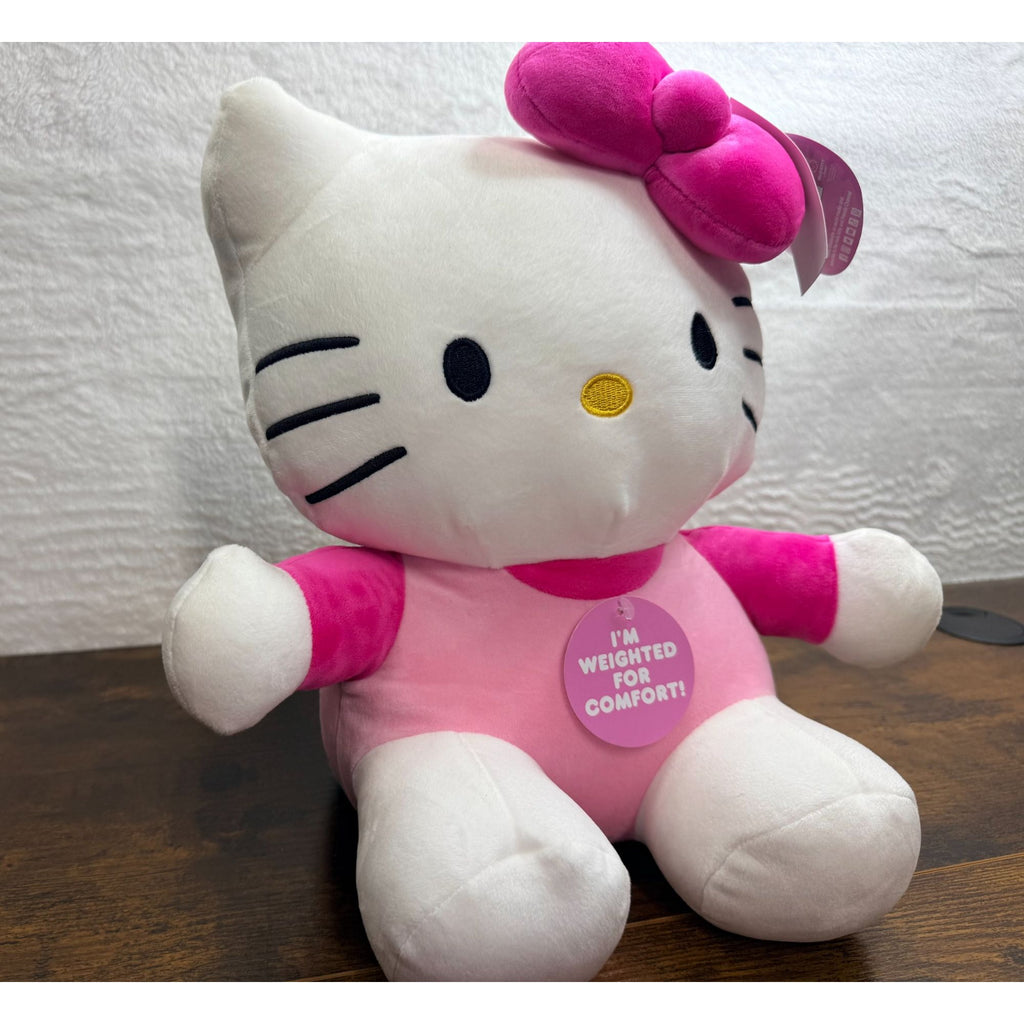 NEW Hello Kitty Weighted Plush Doll Pink Bow & Dress 13-Inch Soft Comfort Toy