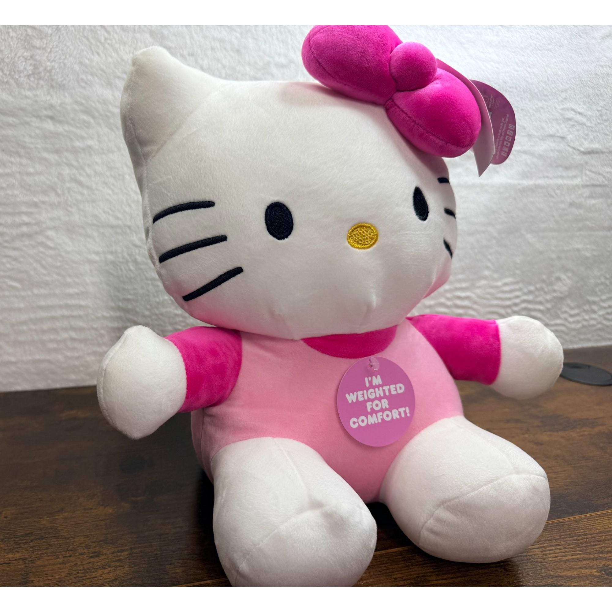 NEW Hello Kitty Weighted Plush Doll Pink Bow & Dress 13-Inch Soft Comfort Toy