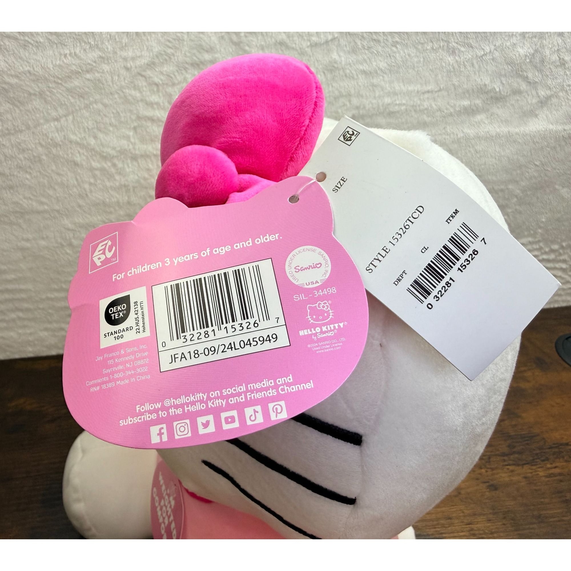 NEW Hello Kitty Weighted Plush Doll Pink Bow & Dress 13-Inch Soft Comfort Toy