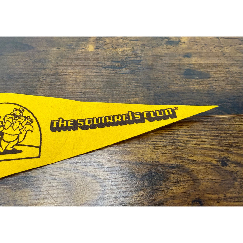 The Squirrels Club Vintage Felt Pennant Flag - Yellow & Brown Retro Design