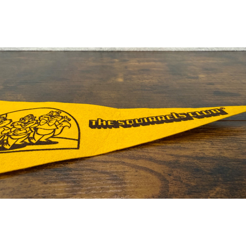 The Squirrels Club Vintage Felt Pennant Flag - Yellow & Brown Retro Design
