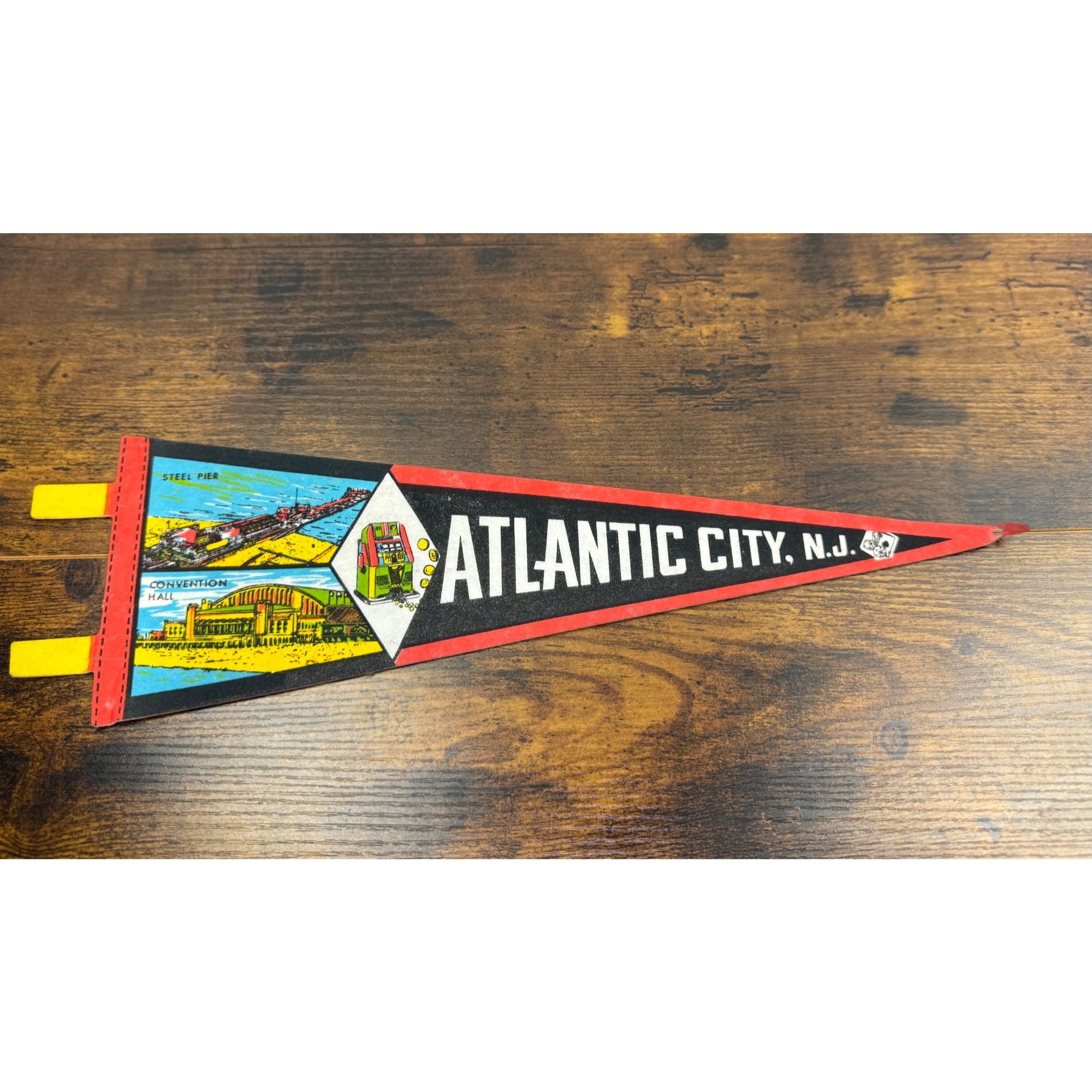 Vintage Atlantic City NJ Felt Pennant with damaged tip 14 inches