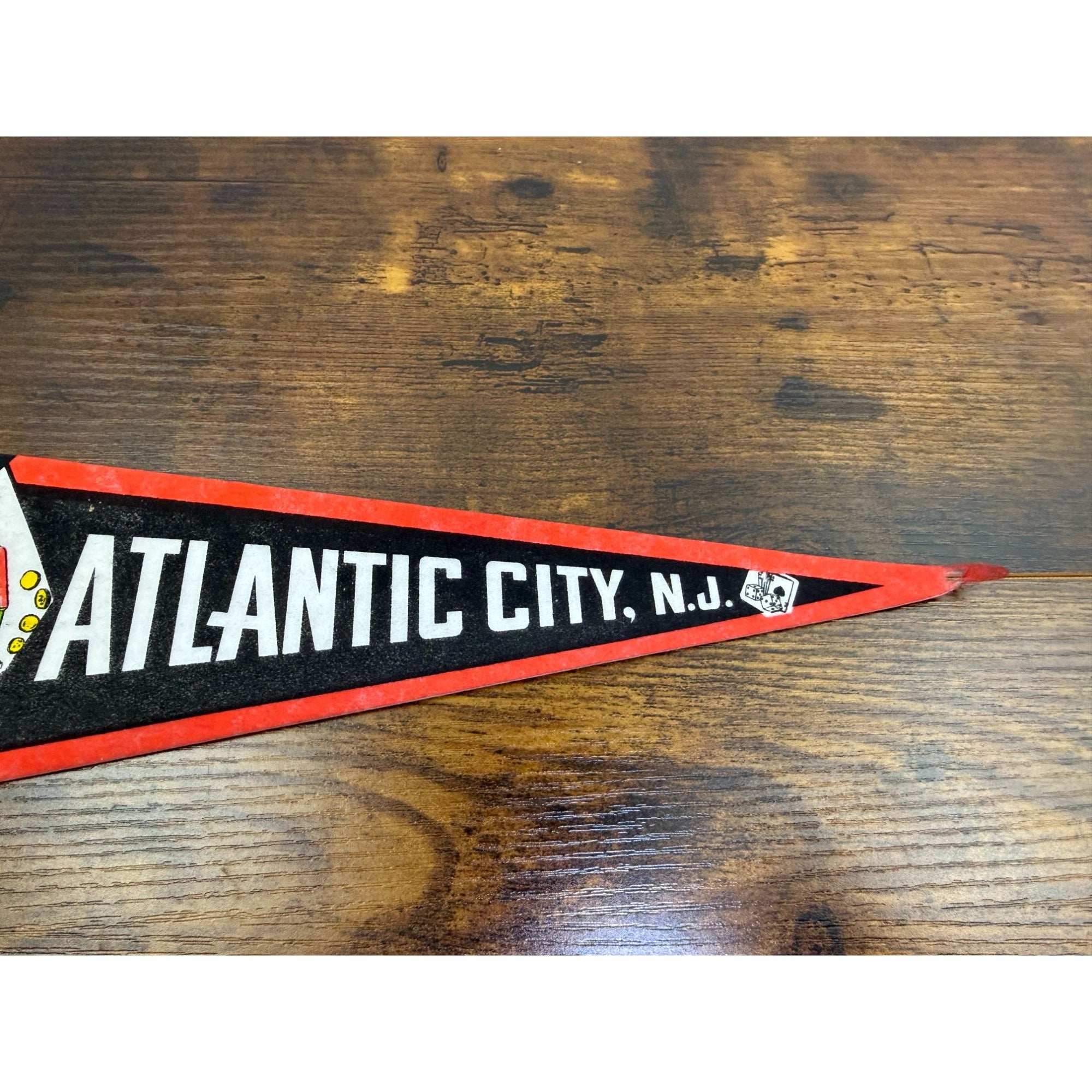 Vintage Atlantic City NJ Felt Pennant with damaged tip 14 inches