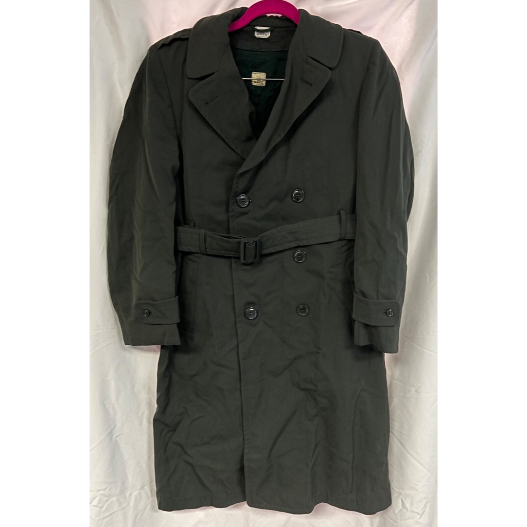 Vintage Military belted long coat with belt and wool zup out liner size 38R