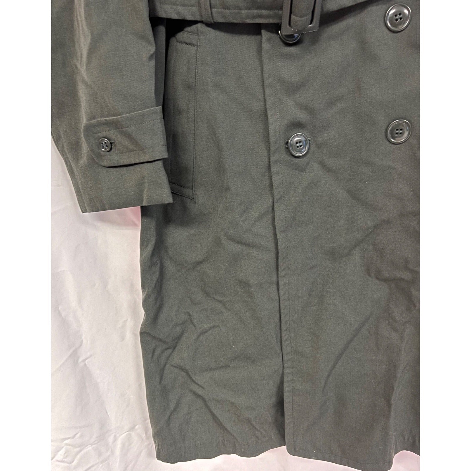 Vintage Military belted long coat with belt and wool zup out liner size 38R