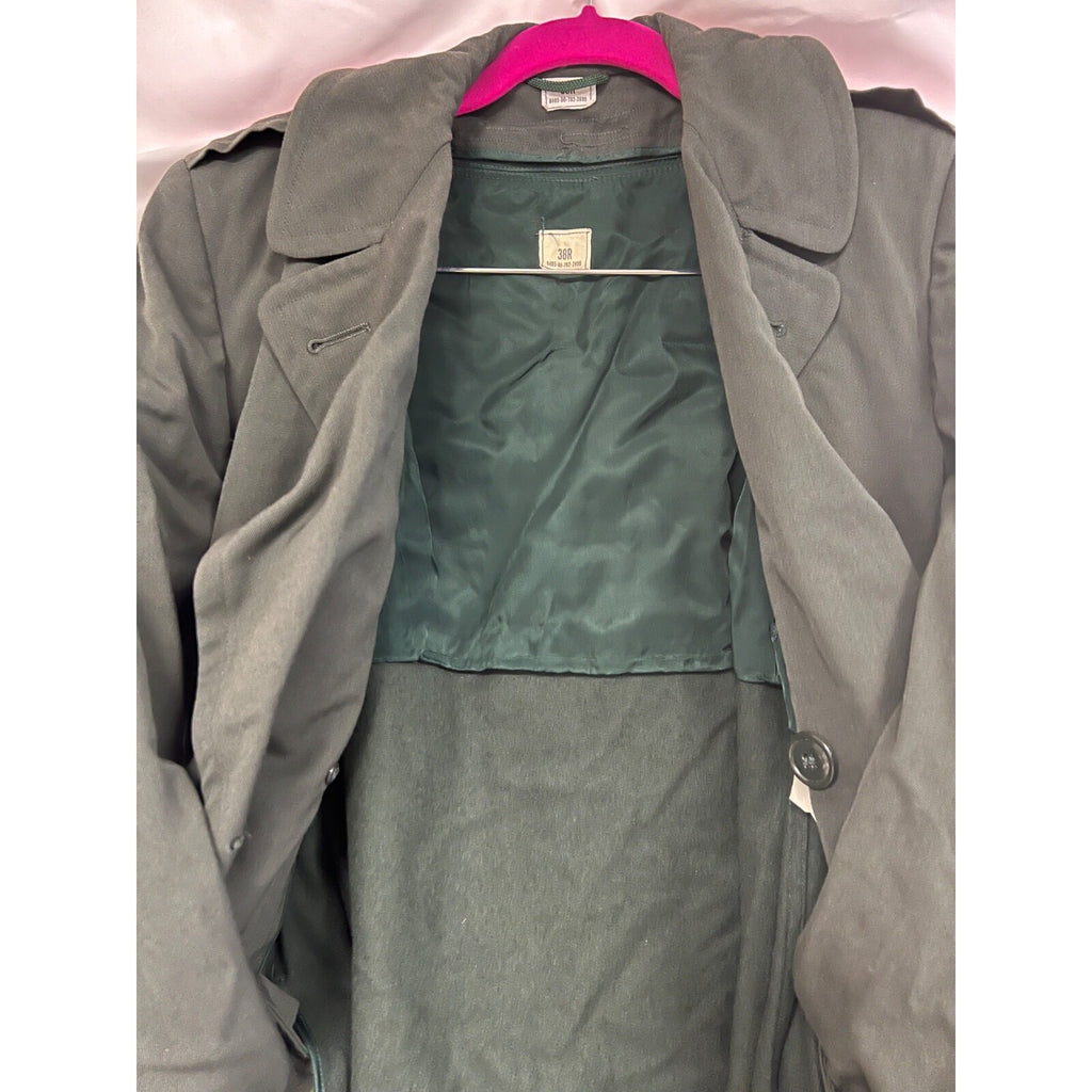 Vintage Military belted long coat with belt and wool zup out liner size 38R