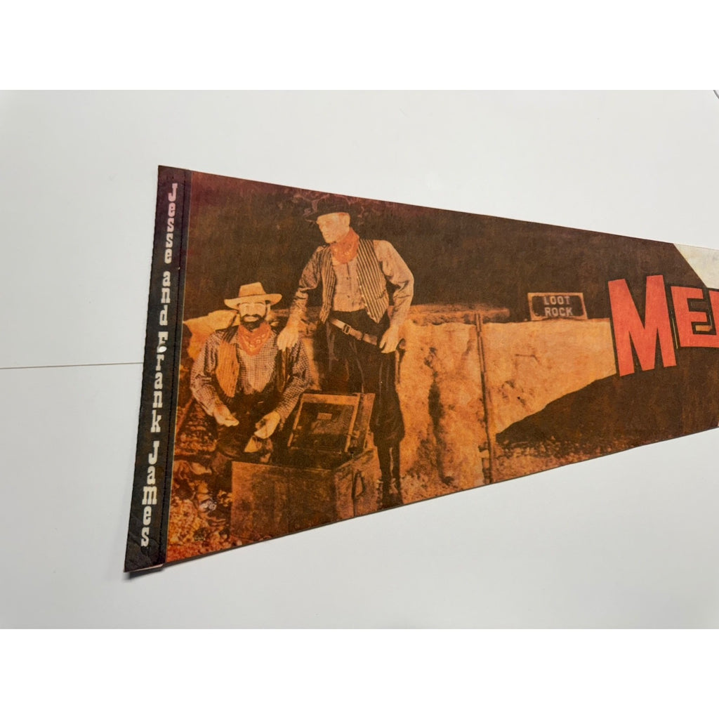 Vintage Meramec Caverns pennant Jesse and Frank James