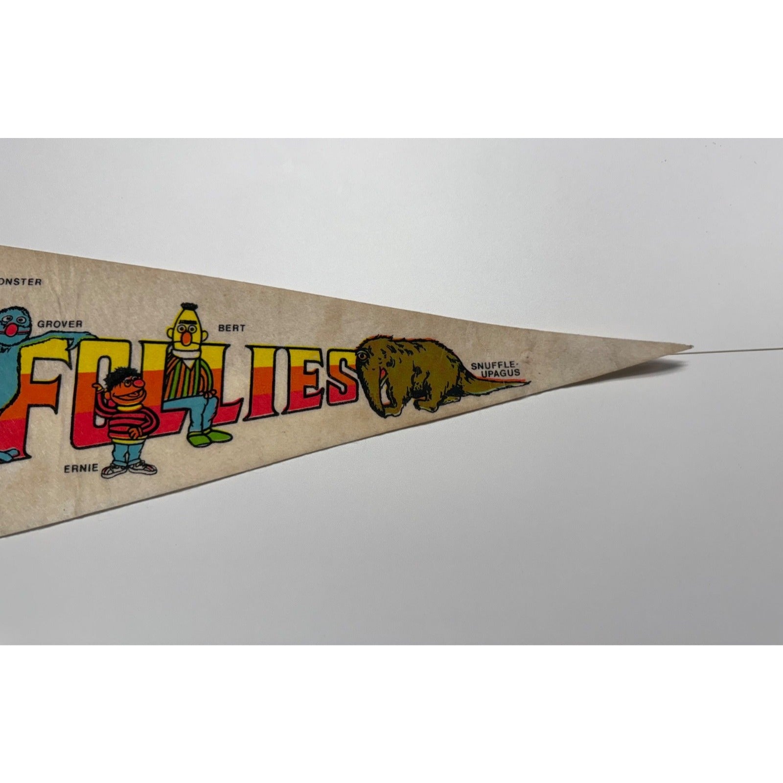 Sesame Street Muppets Ice Follies Pennant Flag Vintage 1970s Big Bird Bert Ernie