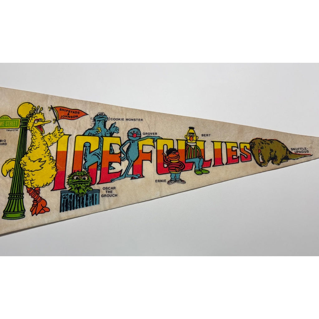 Sesame Street Muppets Ice Follies Pennant Flag Vintage 1970s Big Bird Bert Ernie