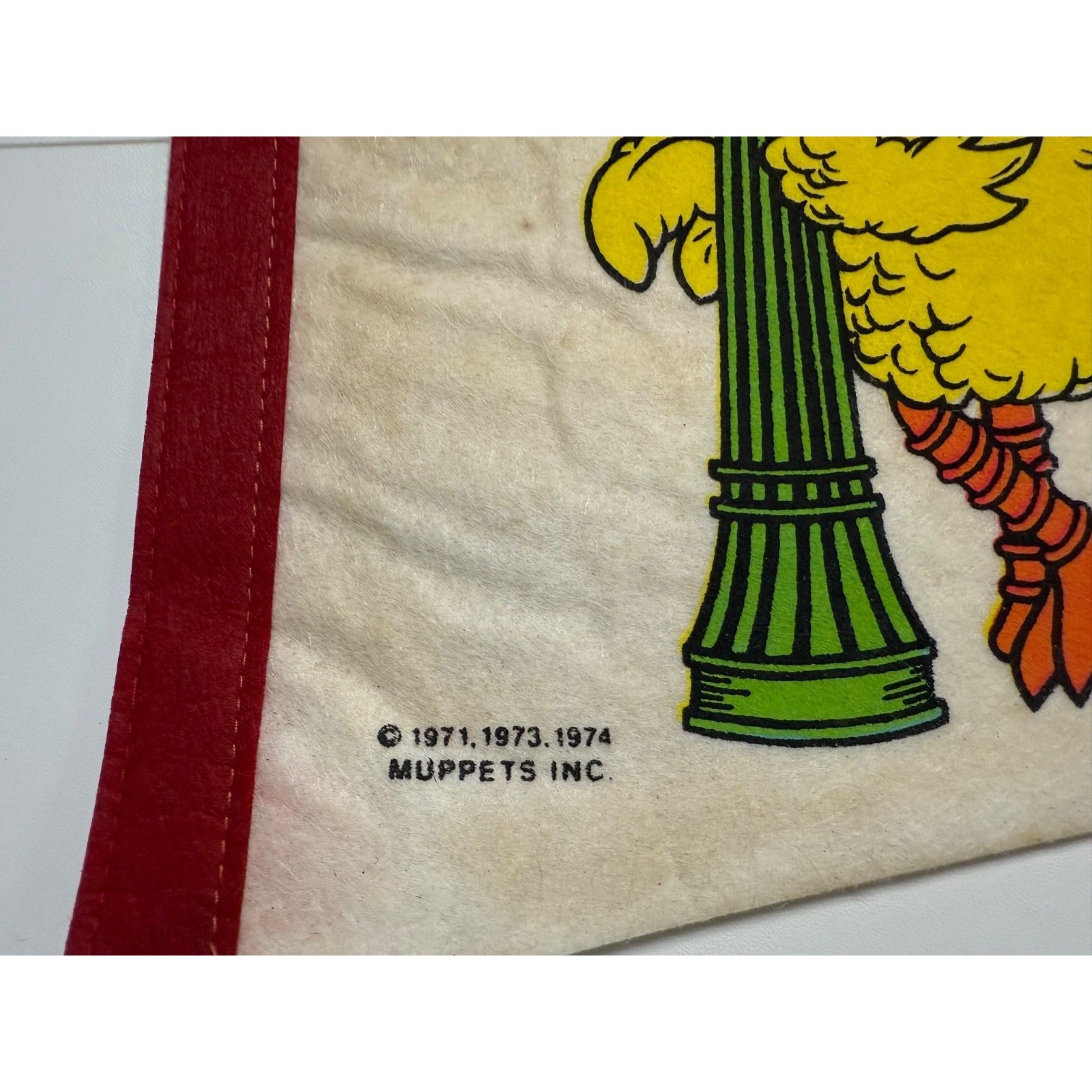 Sesame Street Muppets Ice Follies Pennant Flag Vintage 1970s Big Bird Bert Ernie