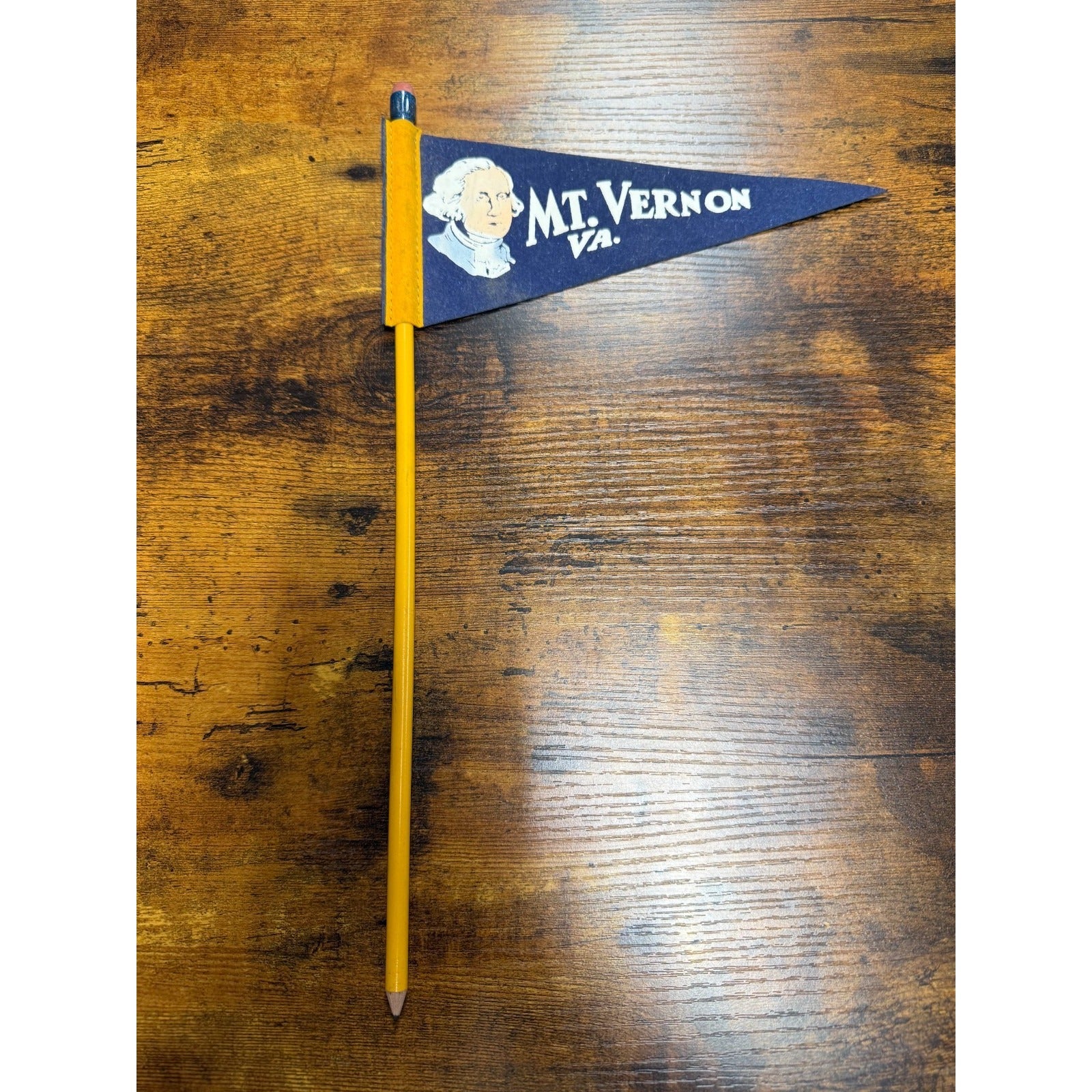 Vintage Mt. Vernon, Va mini pennant with pencil