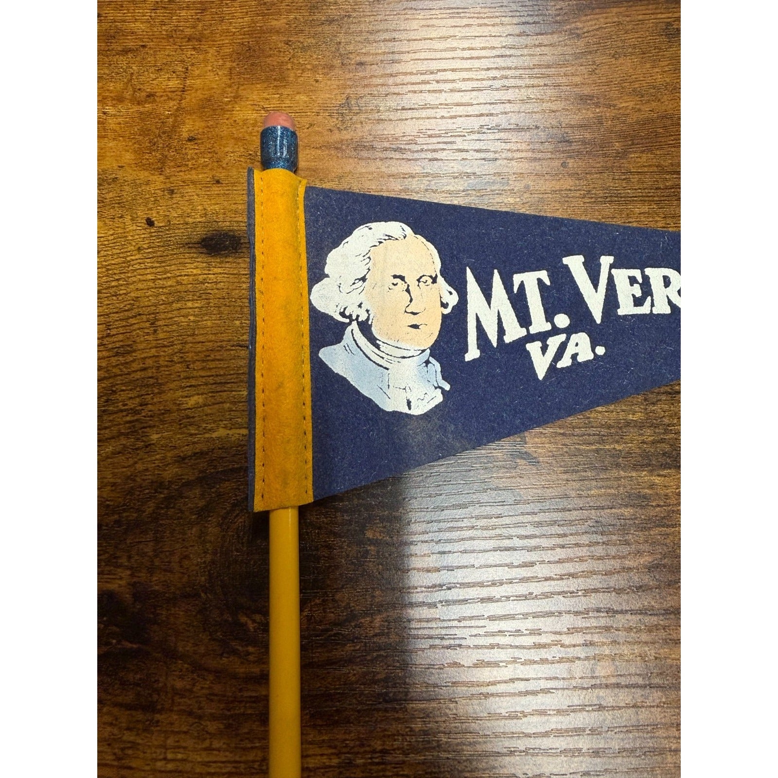 Vintage Mt. Vernon, Va mini pennant with pencil
