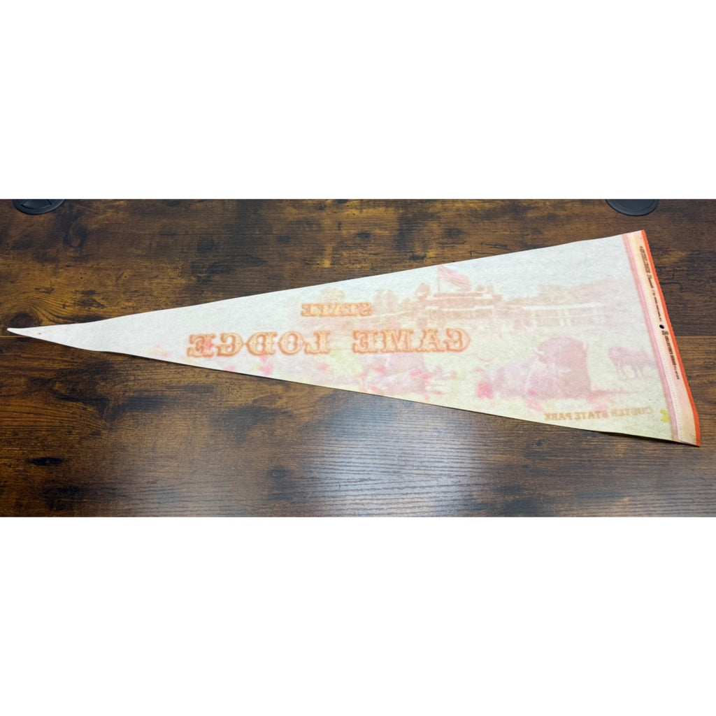 Vintage Custer State Park Game Lodge Pennant With Bison & Lodge 29.5 inches