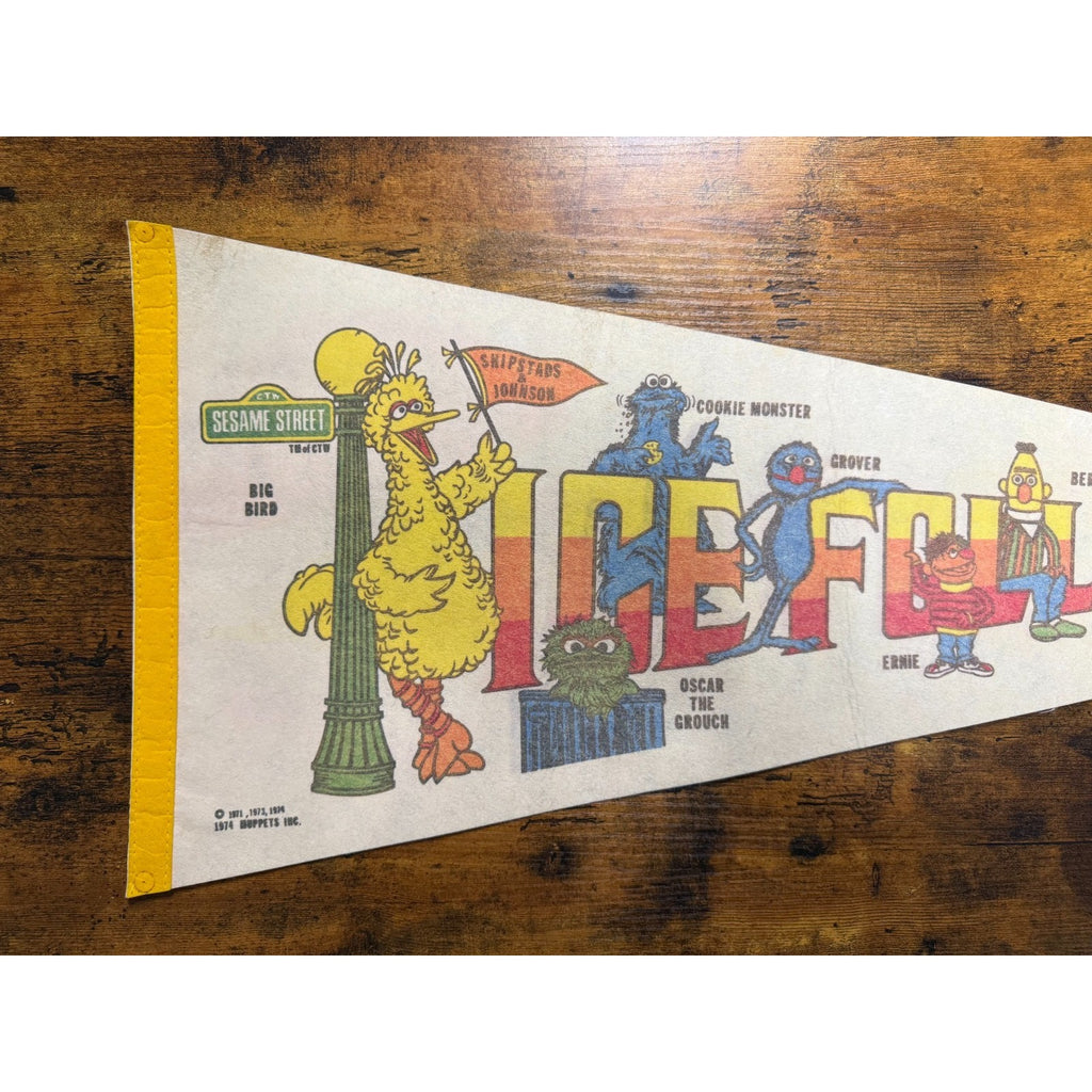 Vintage 1970's Muppets, Inc Ice Follies Sesame Street pennant