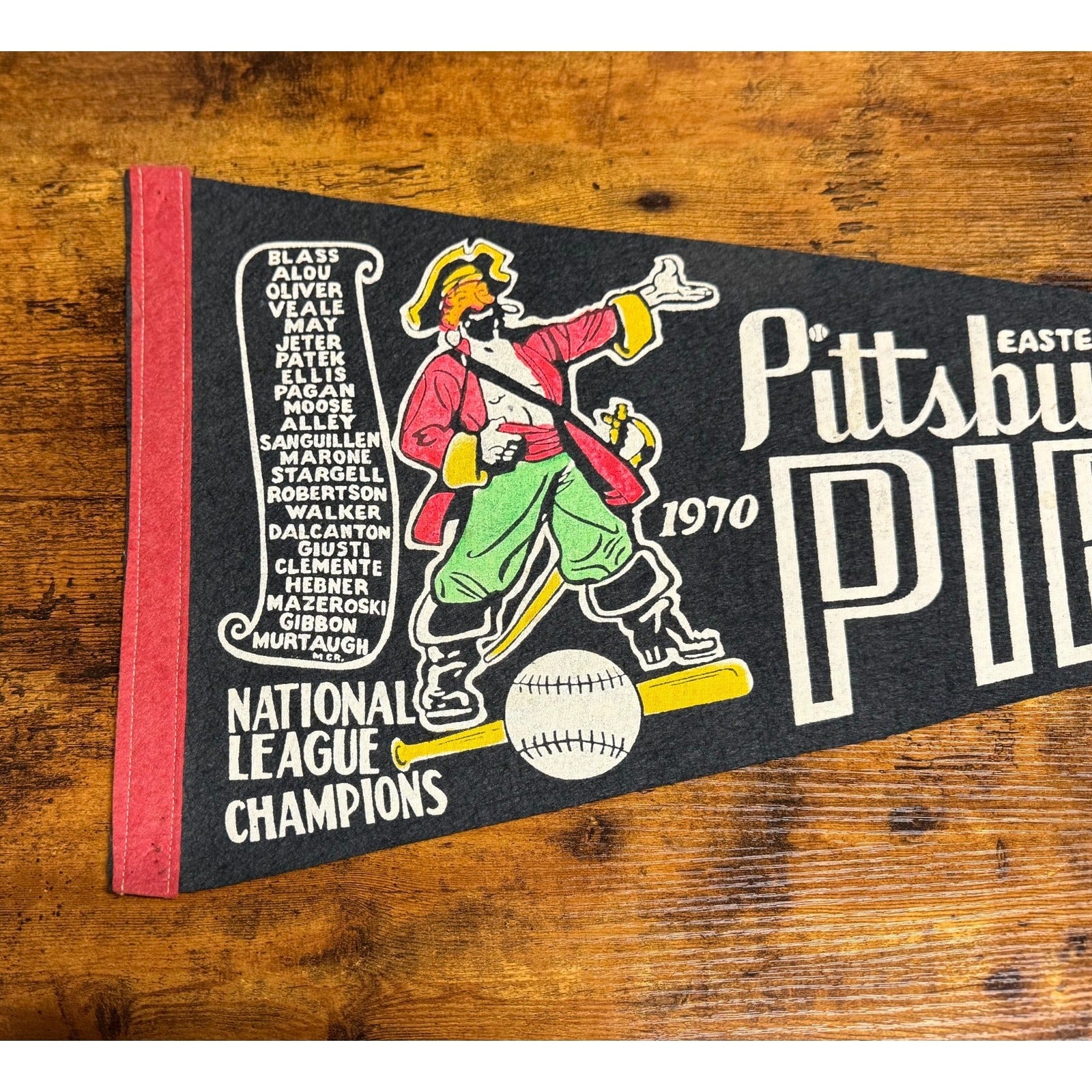 Vintage 1970 Pittsburgh Pirates pennant National League Champions roster
