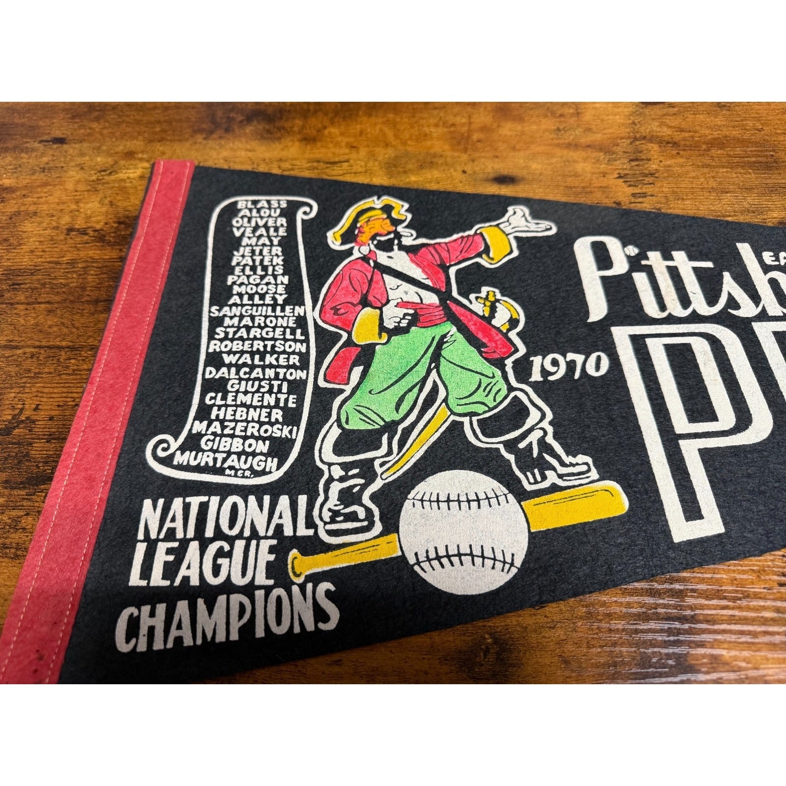 Vintage 1970 Pittsburgh Pirates pennant National League Champions roster