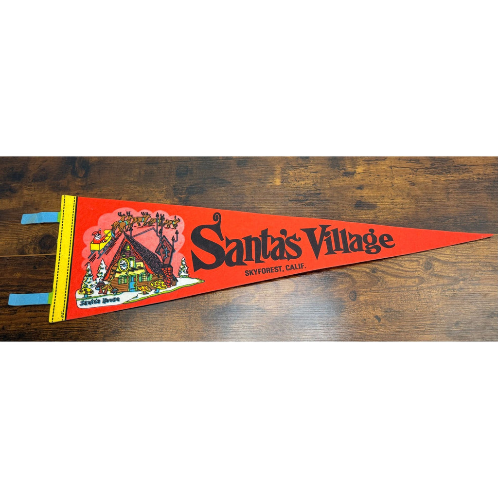 Vintage Santas Village Felt Souvenir Pennant Skyforest Calif.