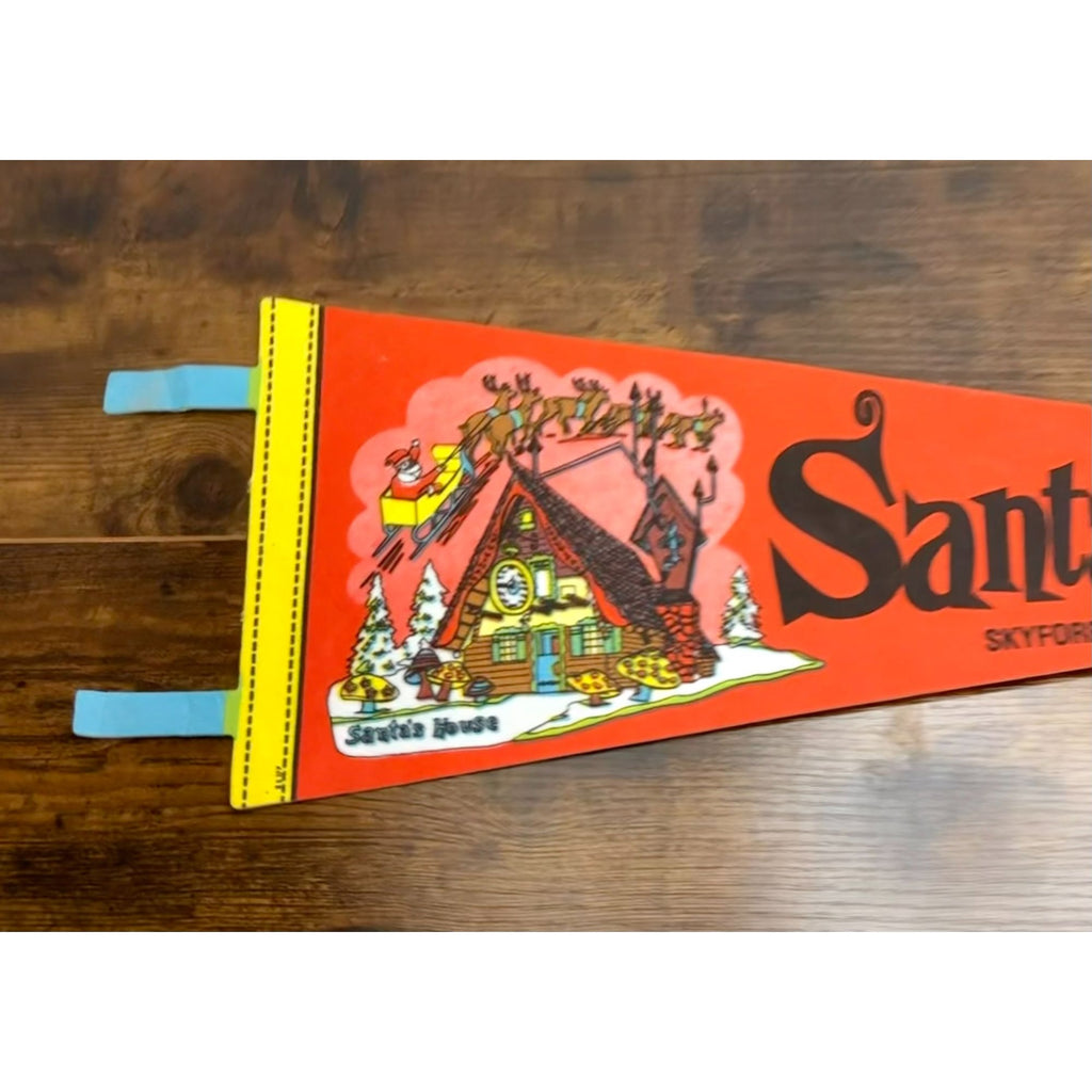 Vintage Santas Village Felt Souvenir Pennant Skyforest Calif.