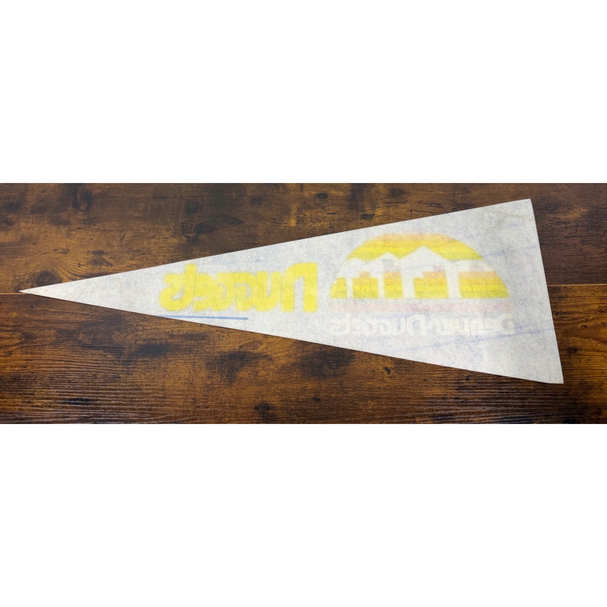 Vintage Denver Nuggets NBA Pennant With Skyline Logo & Rainbow Design