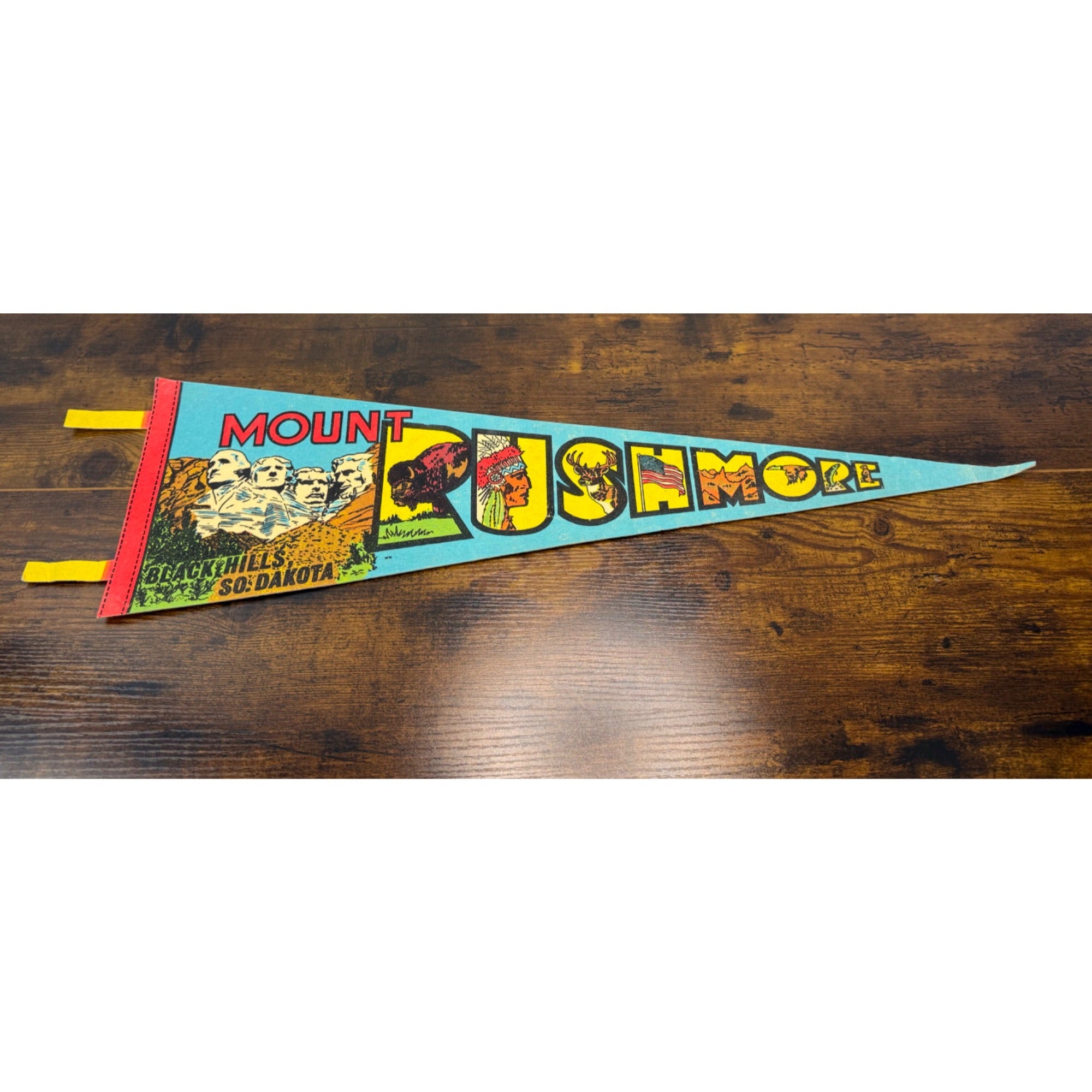 Vintage Mount Rushmore Pennant Black Hills South Dakota Felt Souvenir Flag