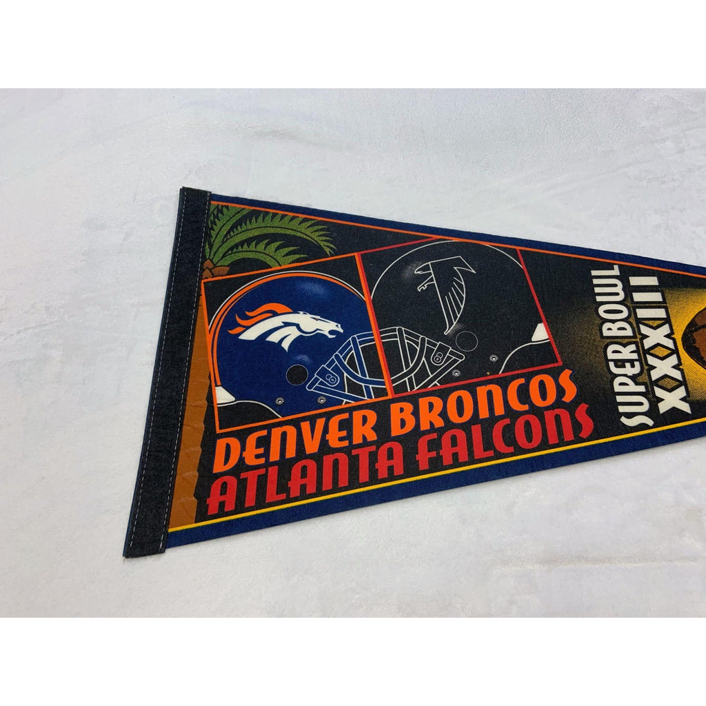 Vintage Atlanta Falcons vs Denver Broncos super bowl XXXIII 1999 pennant