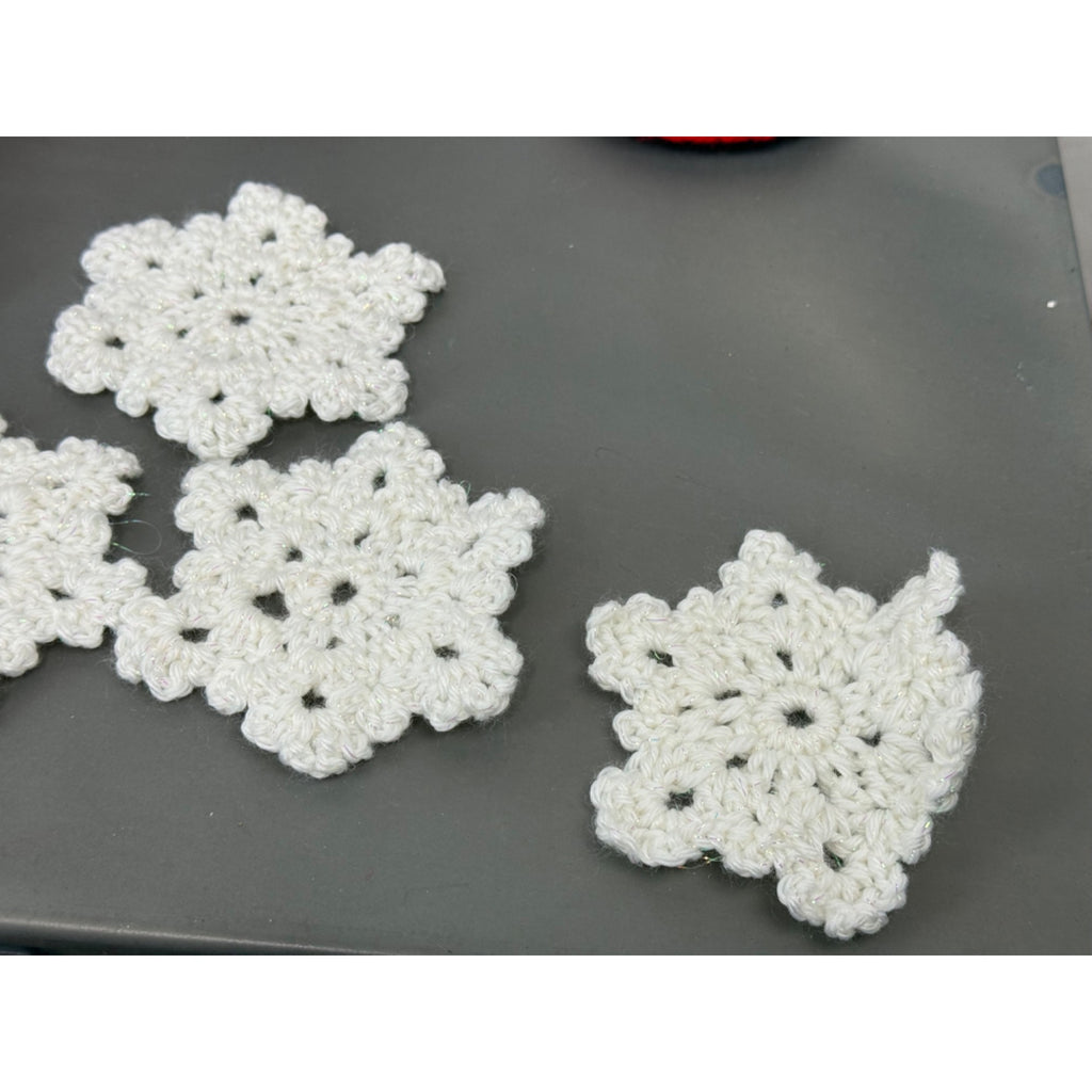 Handmade Crochet Christmas Decorations Set - Stars Snowflakes Candy Canes & Ornaments - Holiday Decor Red Green & White