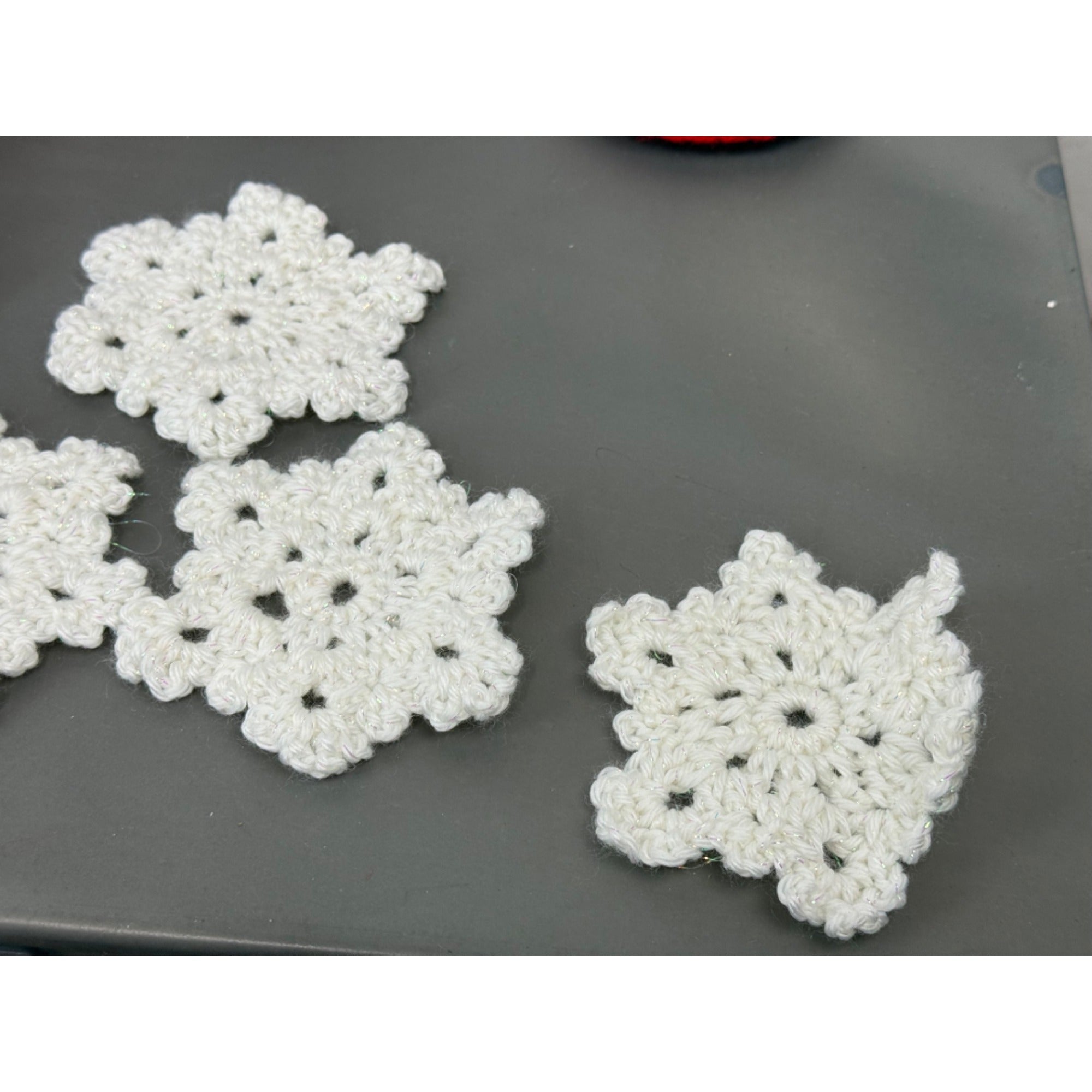 Handmade Crochet Christmas Decorations Set - Stars Snowflakes Candy Canes & Ornaments - Holiday Decor Red Green & White