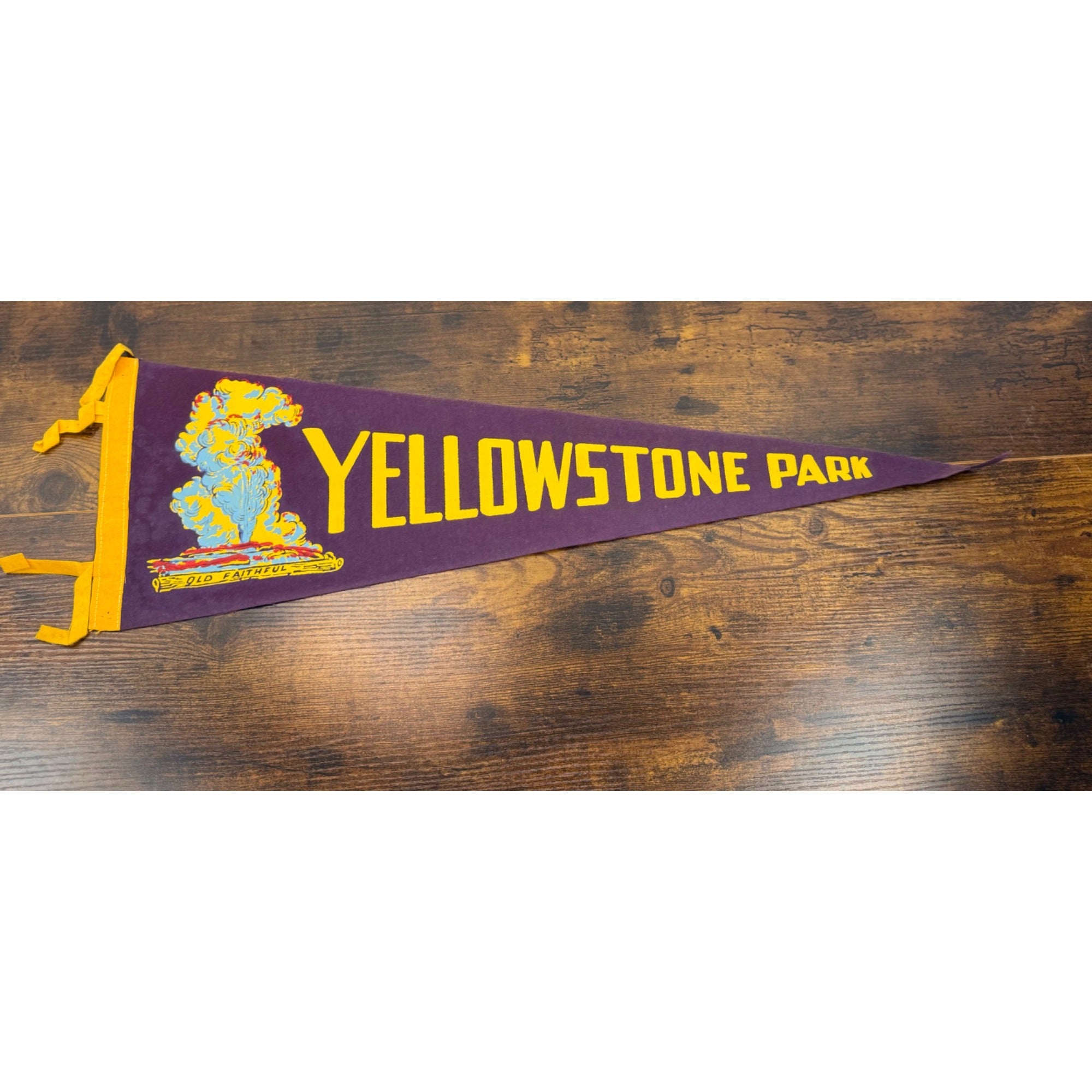 Vintage Yellowstone Park Pennant With Old Faithful Design Collectible