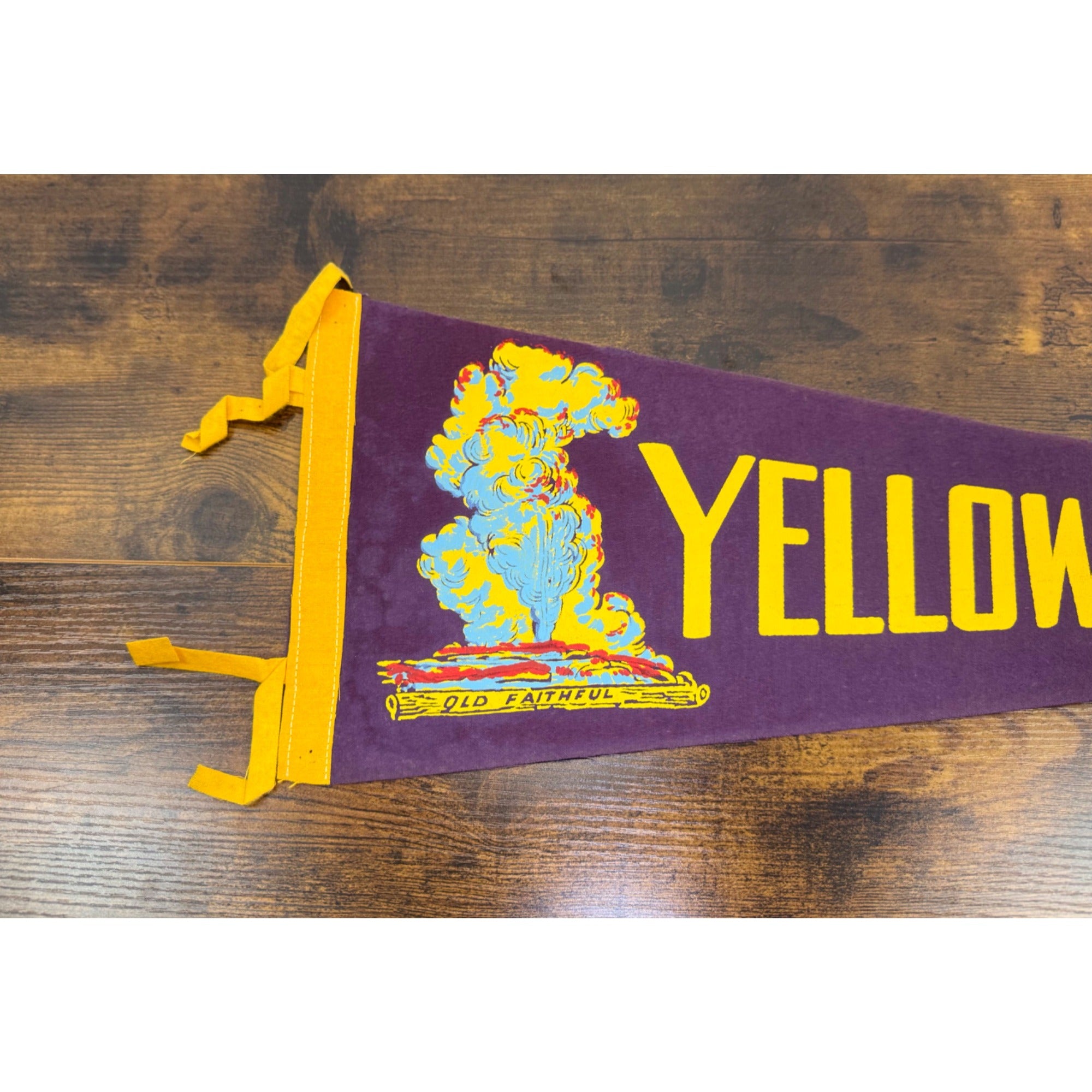 Vintage Yellowstone Park Pennant With Old Faithful Design Collectible