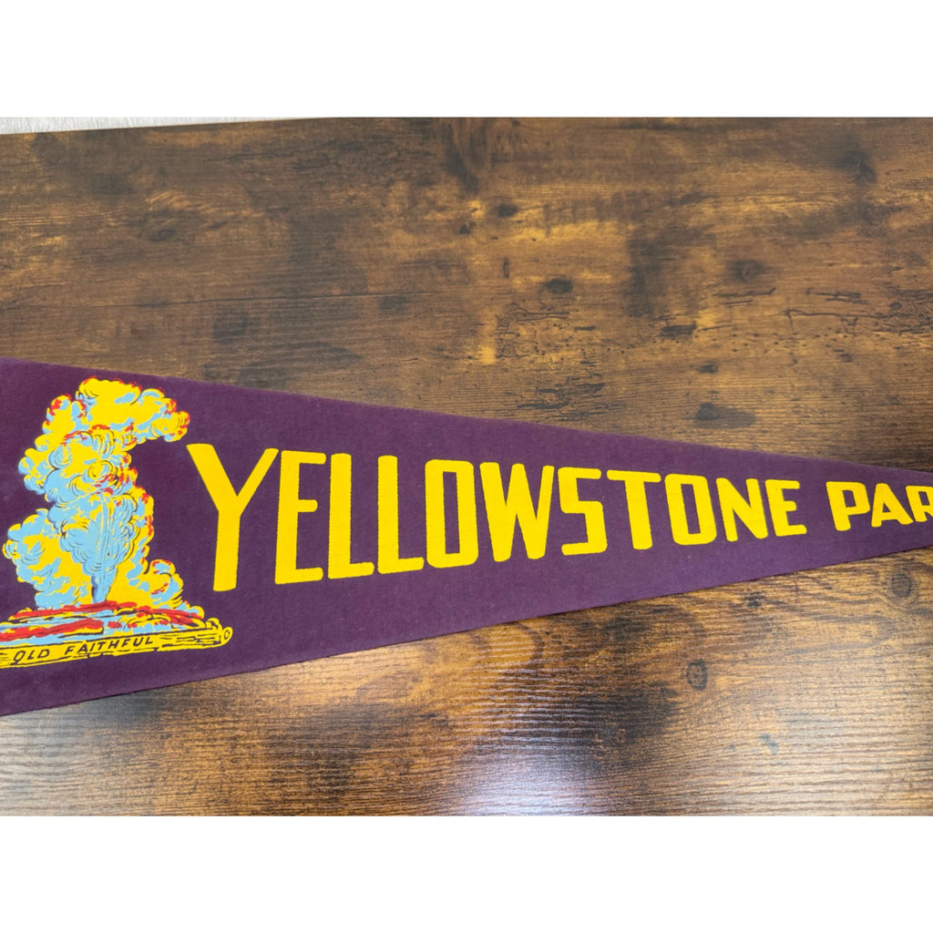 Vintage Yellowstone Park Pennant With Old Faithful Design Collectible