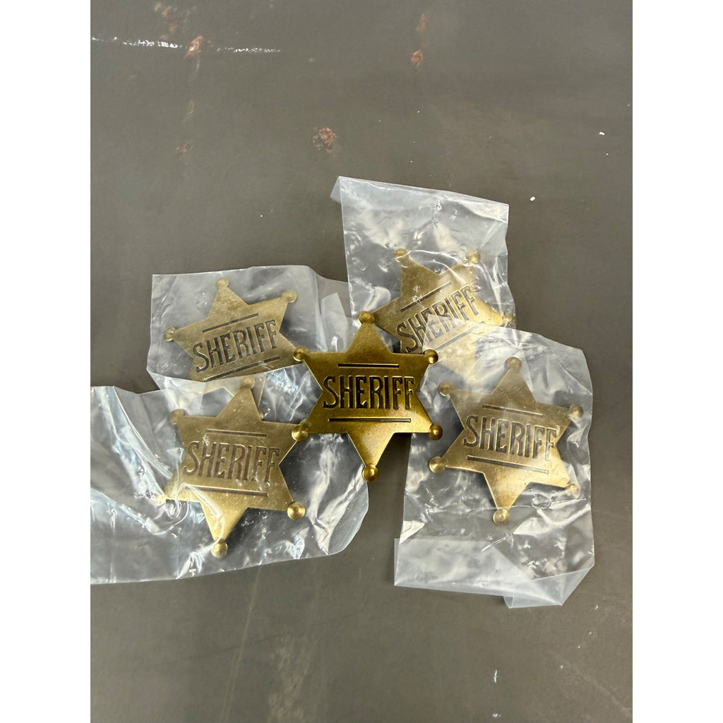 Set Of 5 Sheriff Star Badges With Pin Backing For Costumes Or Decorations