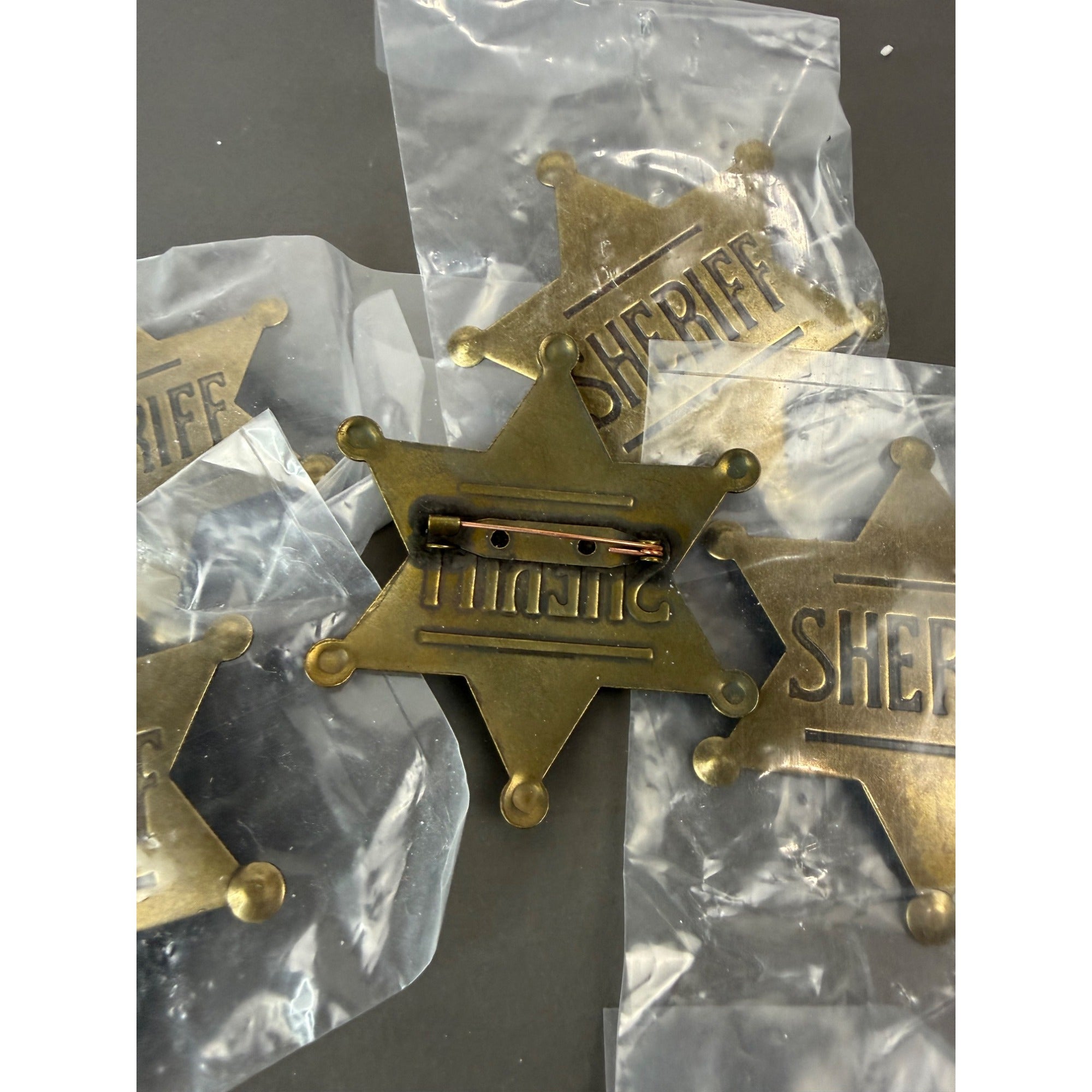 Set Of 5 Sheriff Star Badges With Pin Backing For Costumes Or Decorations