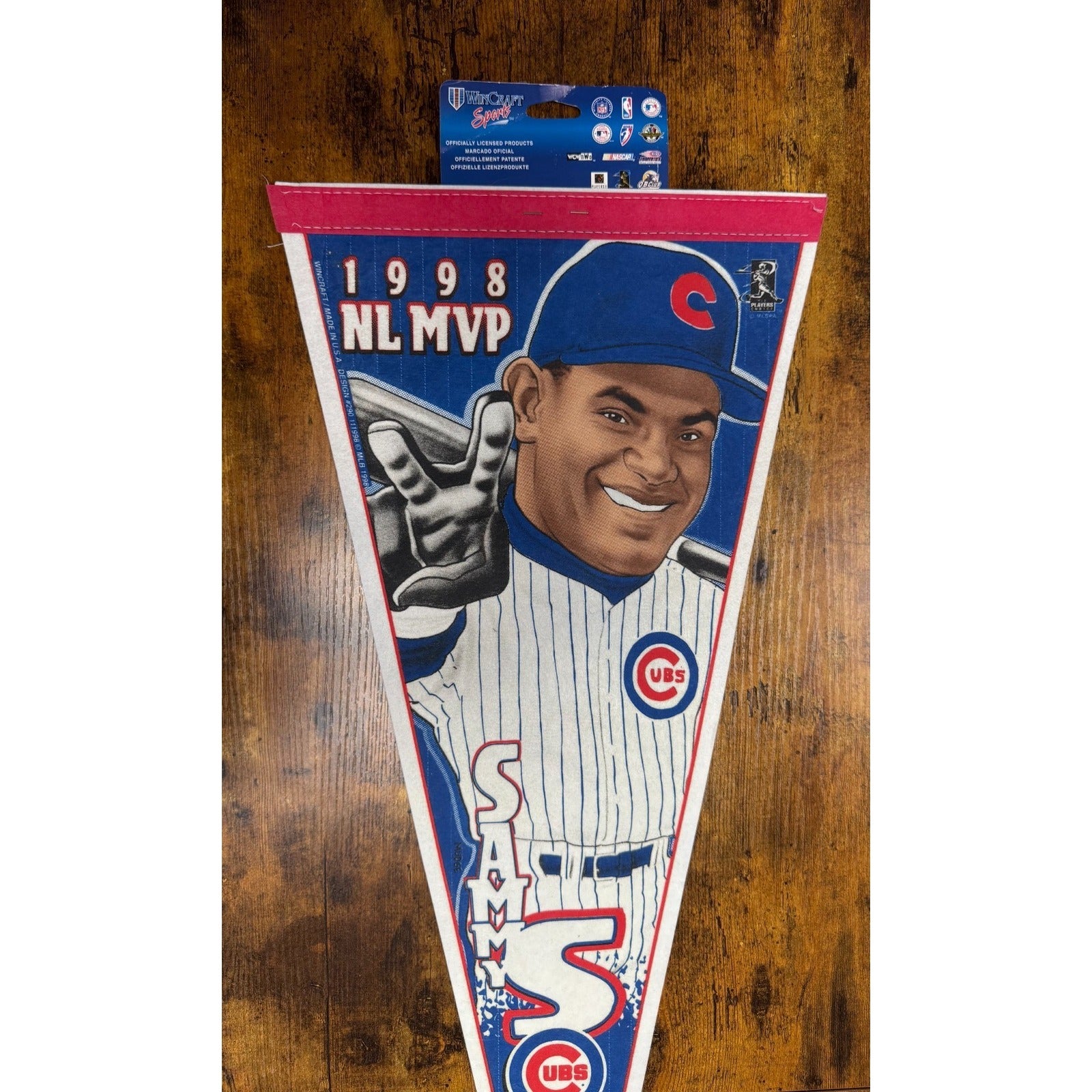 Vintage 1998 Chicago Cubs NL MVP Sammy Sosa pennant
